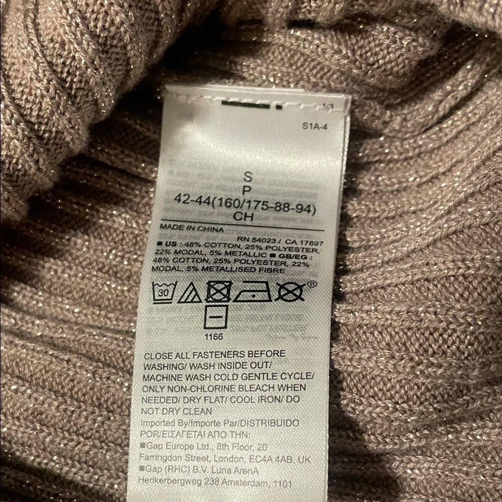GAP Gold Shimmer Ribbed Button-Up Cardigan - Beige - Picture 7 of 7